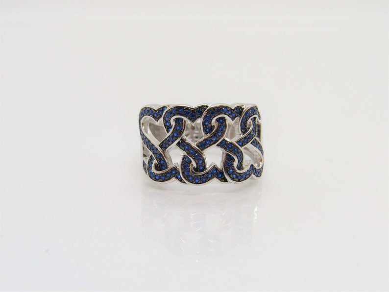 Vintage Sterling Silver Blue Sapphire Celtic Dome Ring Size 8
