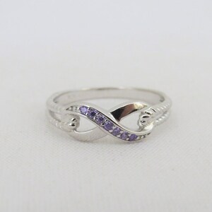 Vintage Sterling Silver Amethyst Infinity Knot Ring Size 7