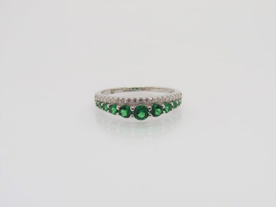 Vintage Sterling Silver Emerald & White Topaz Ring Size 8 | Etsy