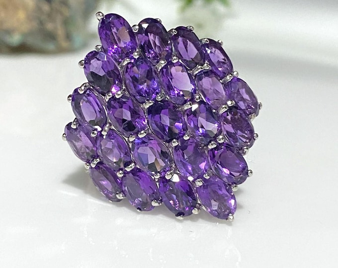 Vintage Sterling Silver Natural Amethyst Ring Size 9.5