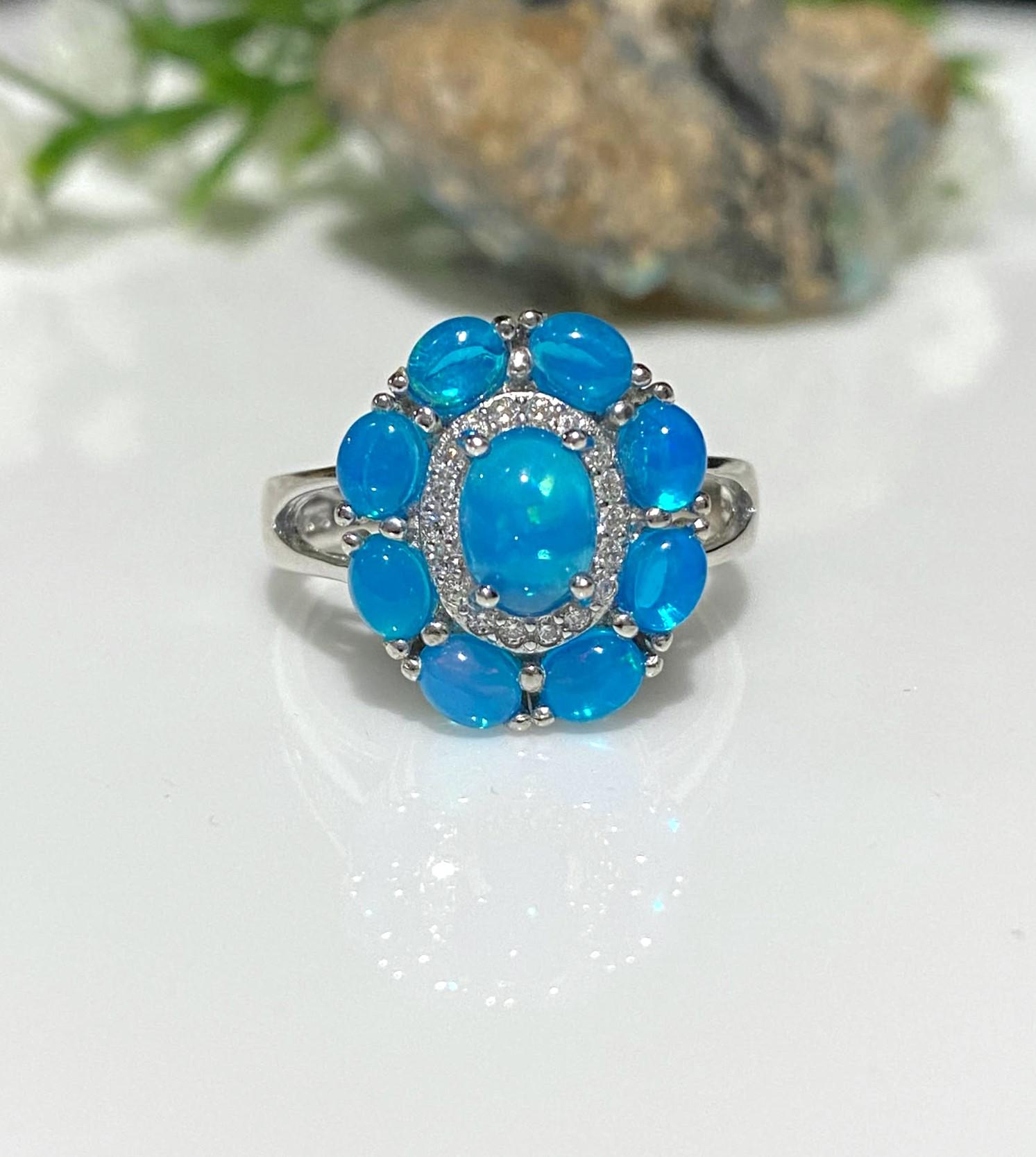 Handmade 925 Sterling Silver & Natural Blue Topaz Cocktail Ring (Butterfly Design)