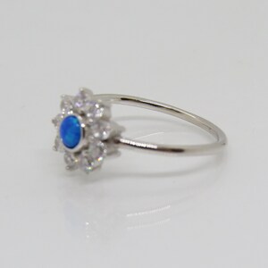 Vintage Sterling Silver Blue Opal & White Topaz Flower Ring Size 7 - Etsy