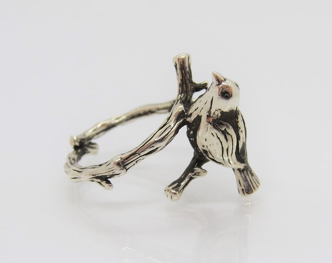 Vintage Sterling Silver Bird Carved Band Ring Size 7