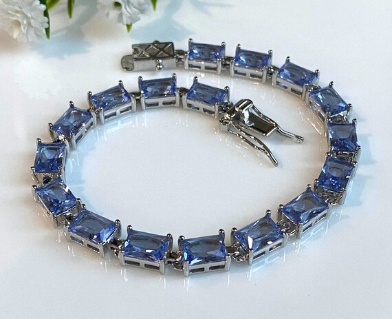 Vintage Sterling Silver Rectangular Tanzanite Lin… - image 5