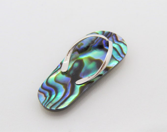 Vintage Sterling Silver Abalone Sandal Pendant