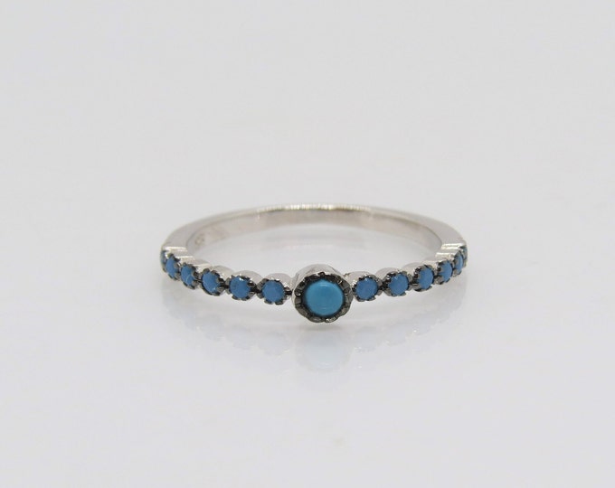 Vintage Sterling Silver Turquoise Band Ring Size 6