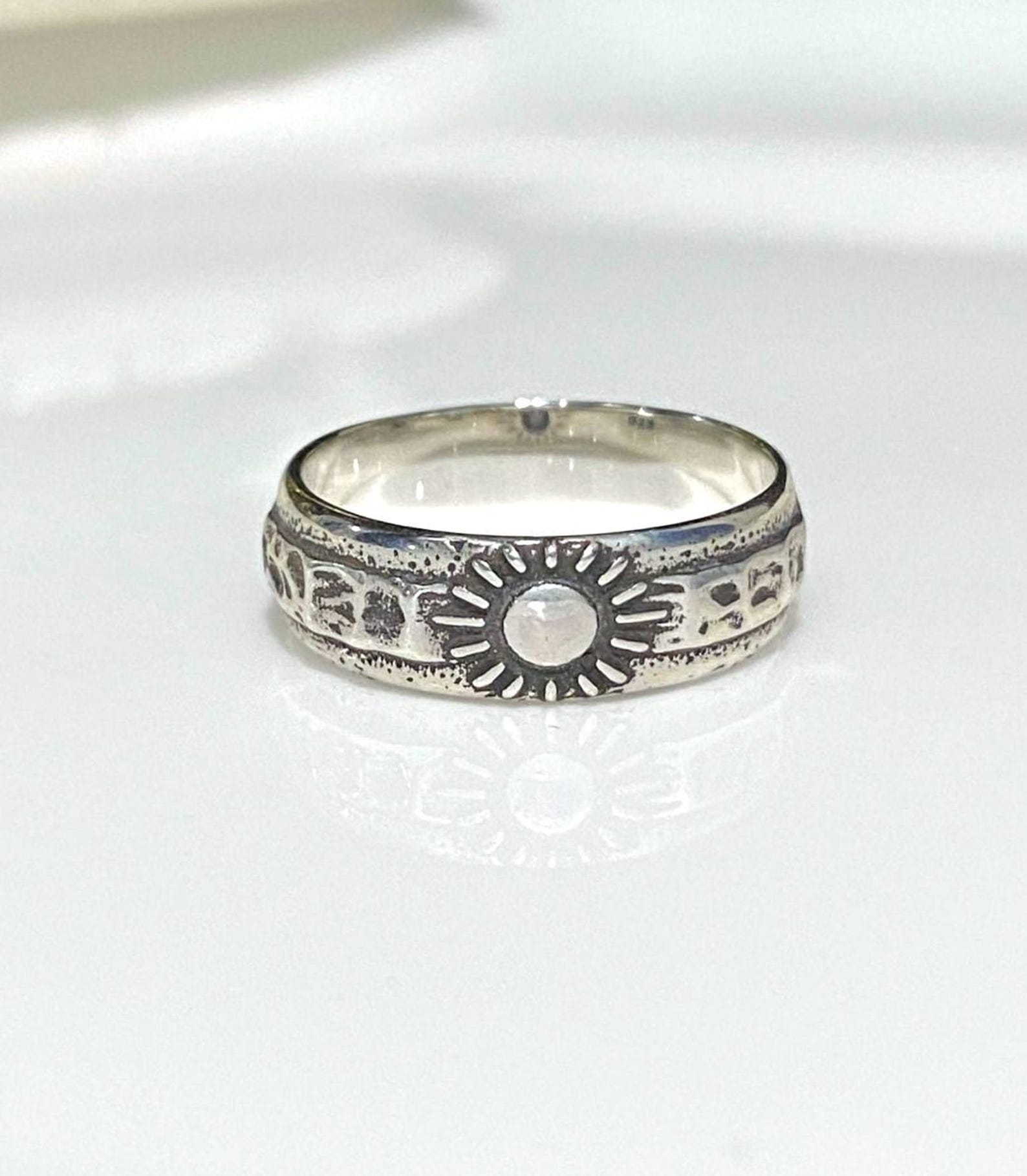 Sterling Silver Sun Band Ring. - Etsy