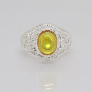 Vintage Sterling Silver Citrine Cabochon Ring Size 9