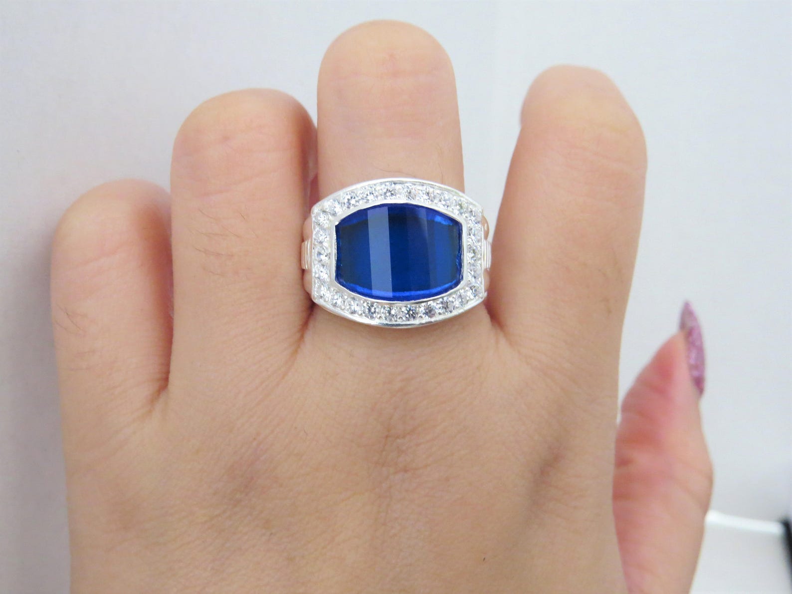 Vintage Sterling Silver Blue Topaz & White Topaz Ring Size 7.5 - Etsy