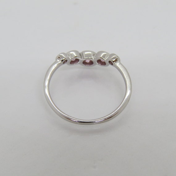 Vintage Sterling Silver Pink Sapphire V Shape Rin… - image 2