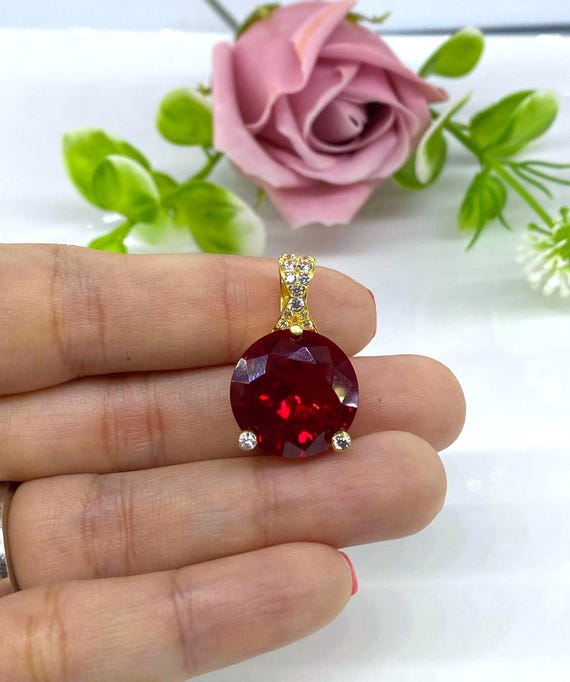 Vintage 15K 610 Solid Gold Round cut Ruby & White… - image 6