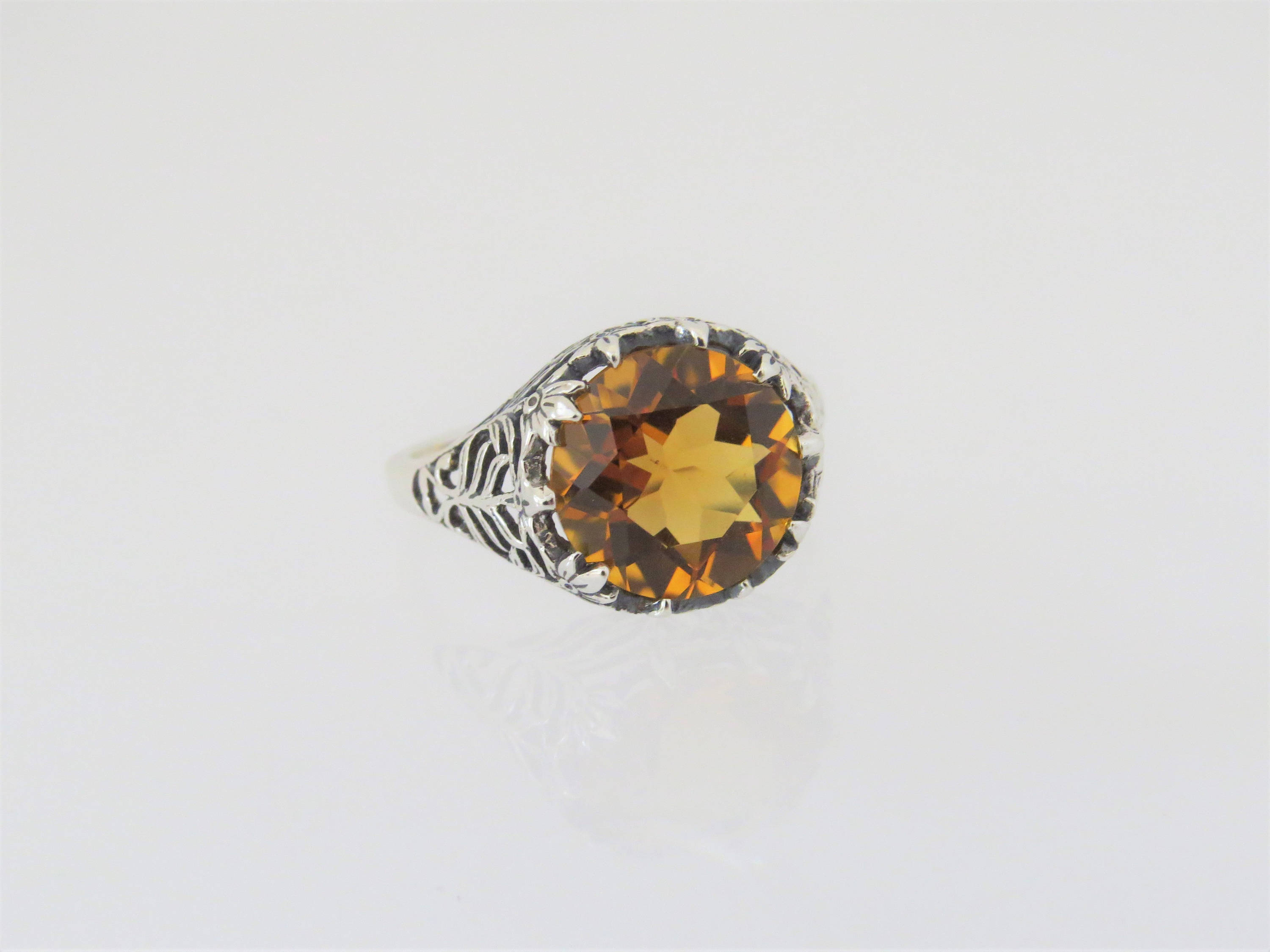 Vintage Sterling Silver Round cut Yellow Citrine Filigree Ring | Etsy