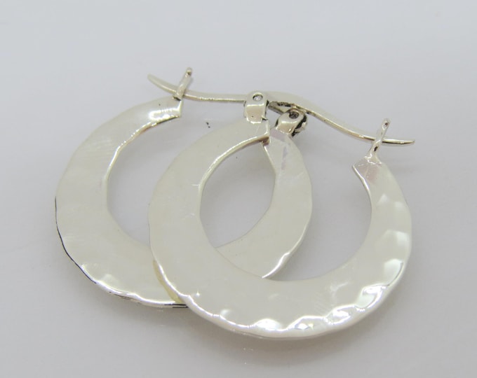 Sterling Silver Hammered Hoop Earrings