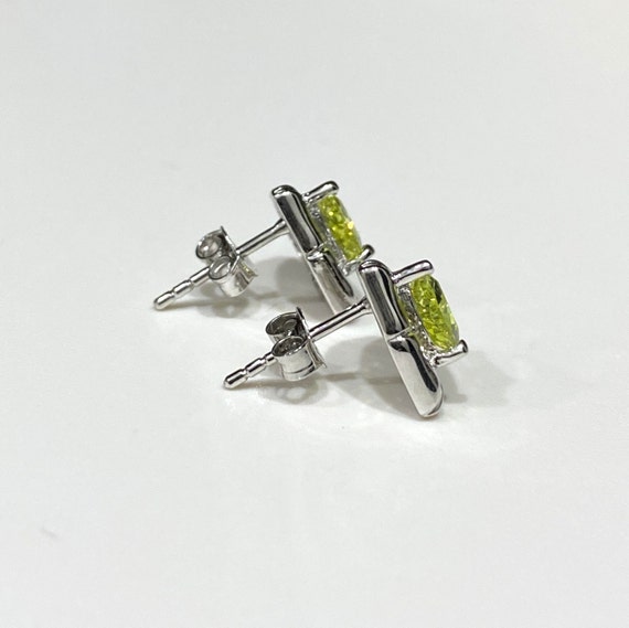 Vintage Sterling Silver Peridot Triangle Earrings. - image 3