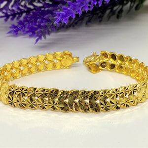 Vintage 24K 980 Pure Gold Diamond cut Link Bracelet 6&#39;&#39; Length.
