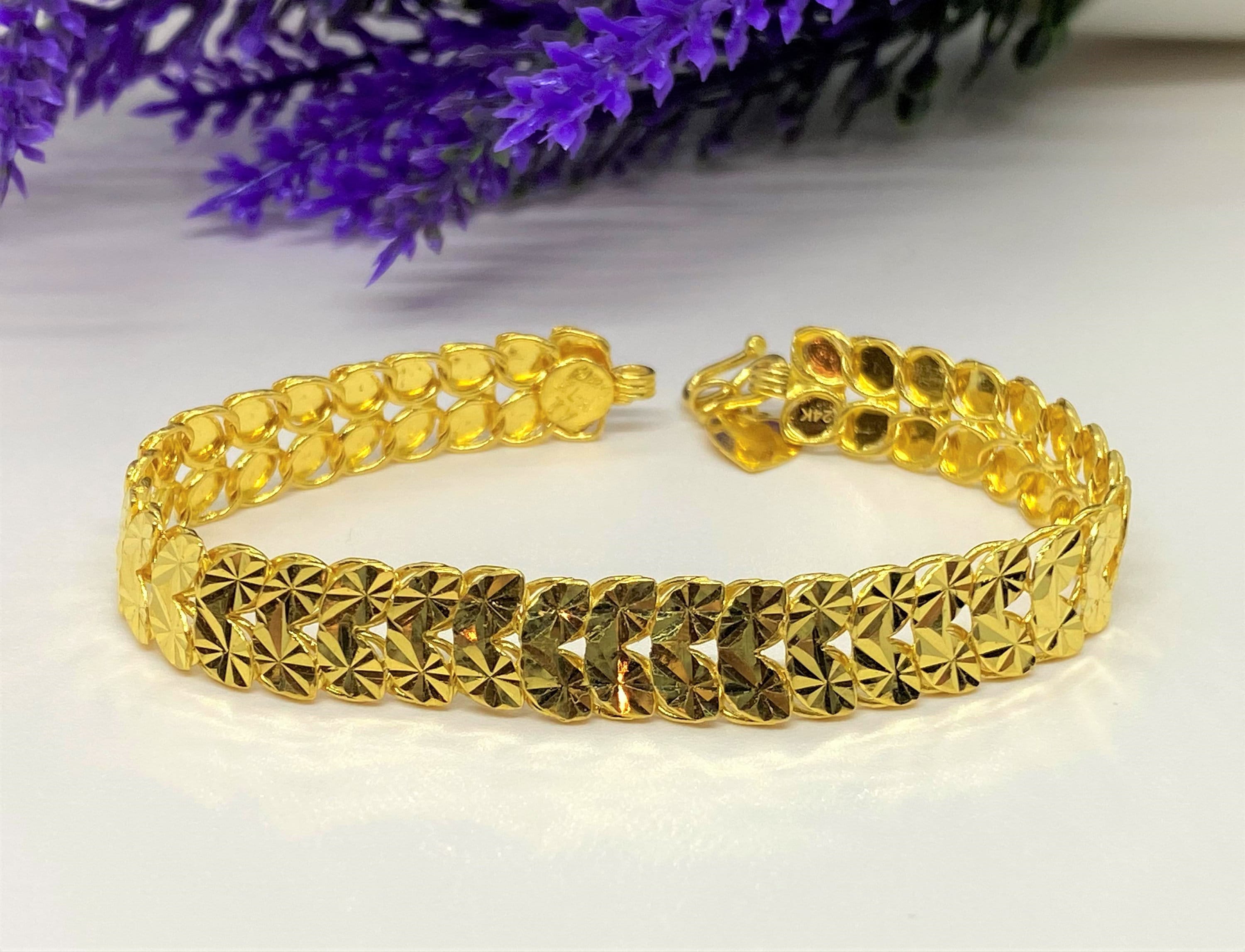 Buy Vintage 24K 980 Pure Gold Diamond Cut Link Bracelet Online in India   Etsy