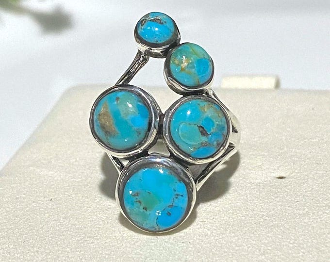 Sterling Silver Turquoise Dome Ring.