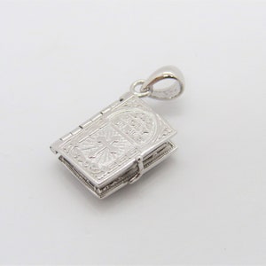 Vintage Sterling Silber Lord&#39;s Prayer Heilige Bibel Öffnen Seiten Locket Anhänger