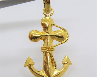 Vintage 23K 980 Pure Gold Anchor Pendant