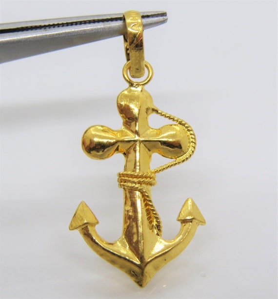 Vintage 23K 980 Pure Gold Anchor Pendant Etsy Singapore