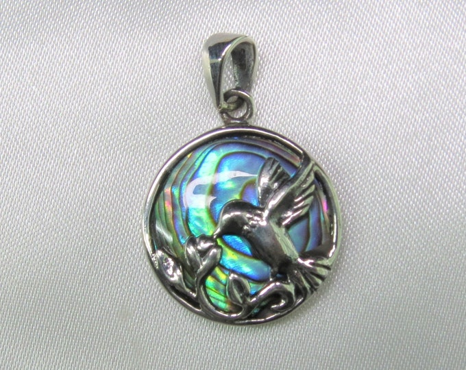Sterling Silver Abalone Bird Pendant.