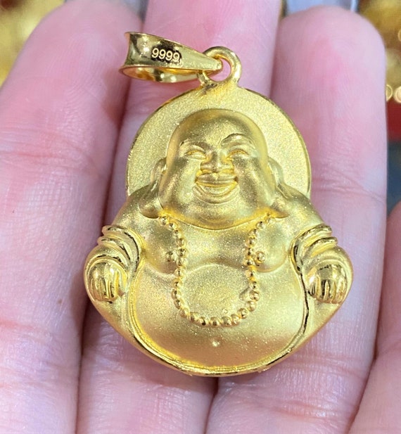 Vintage 24K 9999 Pure Gold Two-Sided Laughing Bud… - image 1