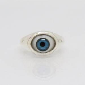 Sterling Silver Evil Eye Blue Dome Ring Size 6