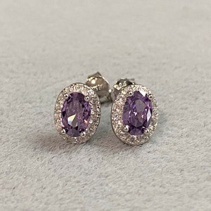 Sterling Silver Amethyst & White Topaz Earrings.