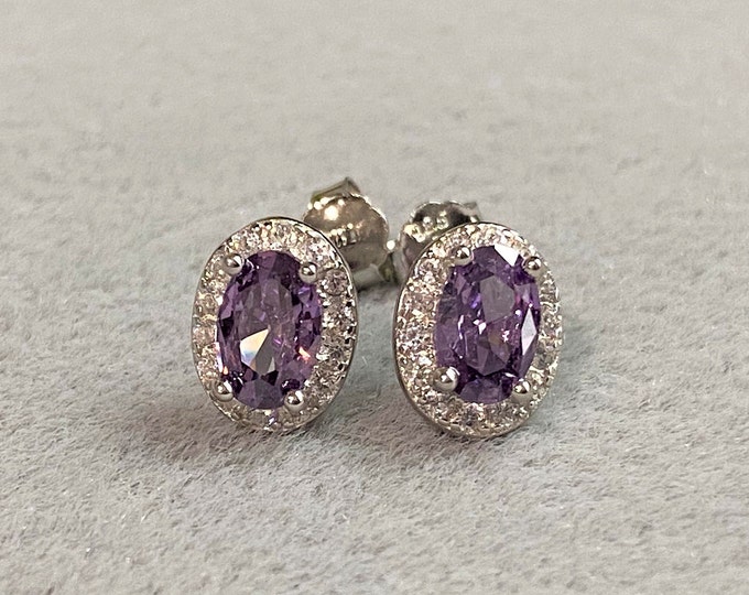 Sterling Silver Amethyst & White Topaz Earrings.