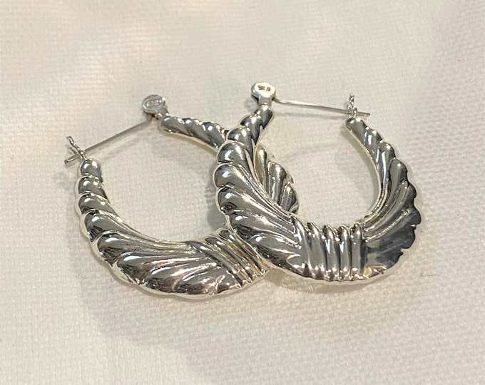 Vintage Sterling Silver Hoop Earrings.