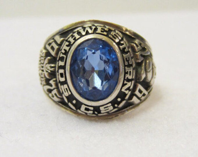 Vintage BALFOUR Sterling Silver 1975 Oval Blue Sapphire Ring Etsy
