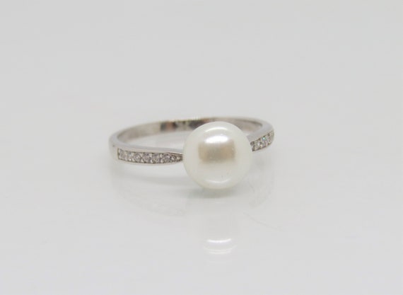 Vintage Sterling Silver Natural White Pearl & Whi… - image 5