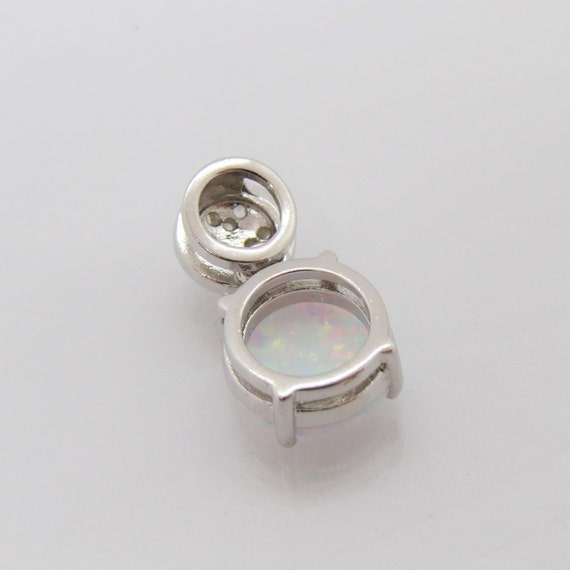 Vintage Sterling Silver Round White Opal & White … - image 4