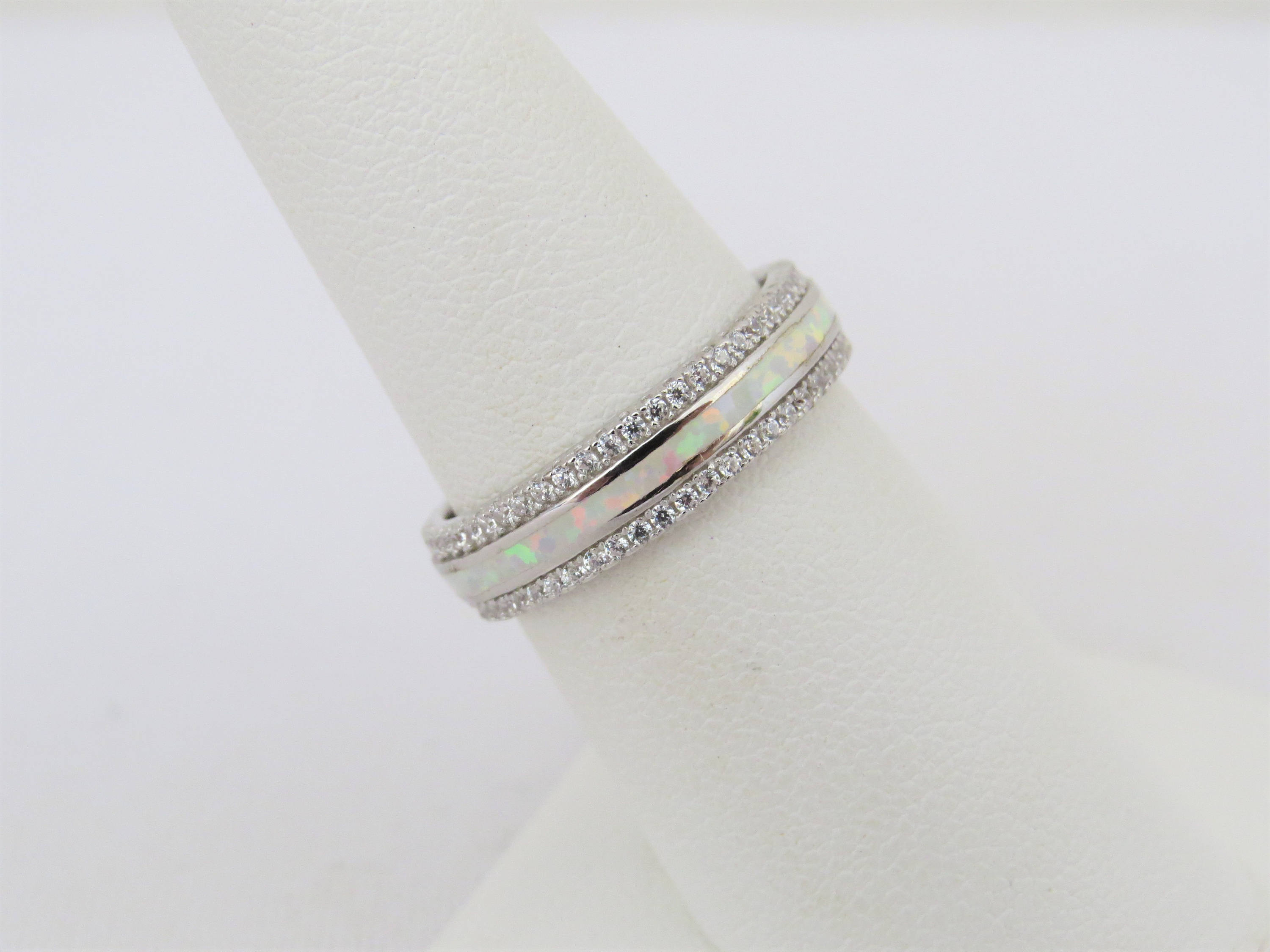 Opal and White Topaz .925 Sterling Silver Ring main image 1