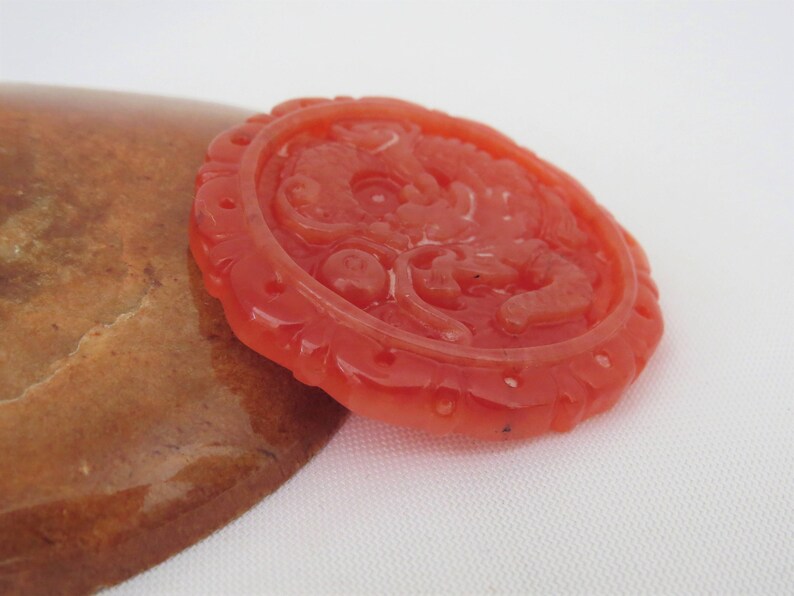 Vintage Carved Dragon Blood Red Jadeite Jade Loose Gemstone Etsy