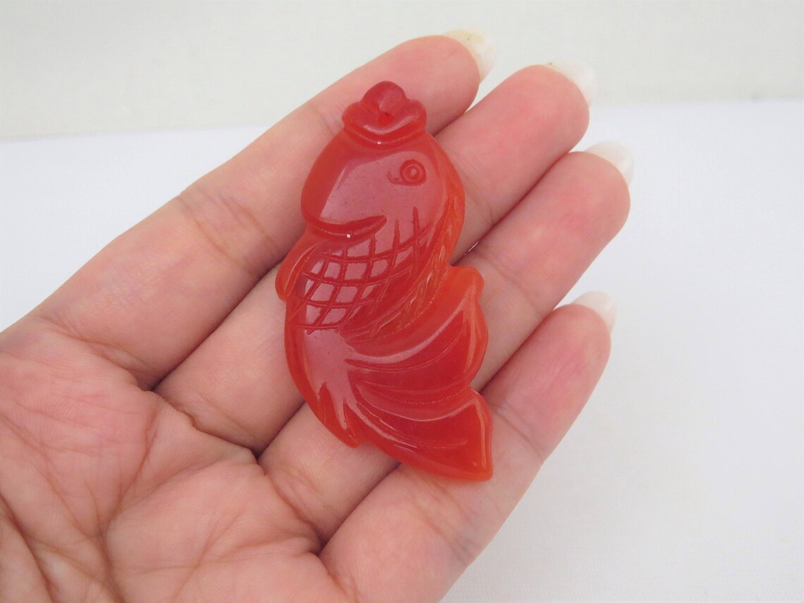 Vintage Red Jadeite Jade Gold Fish Make for Pendant Etsy