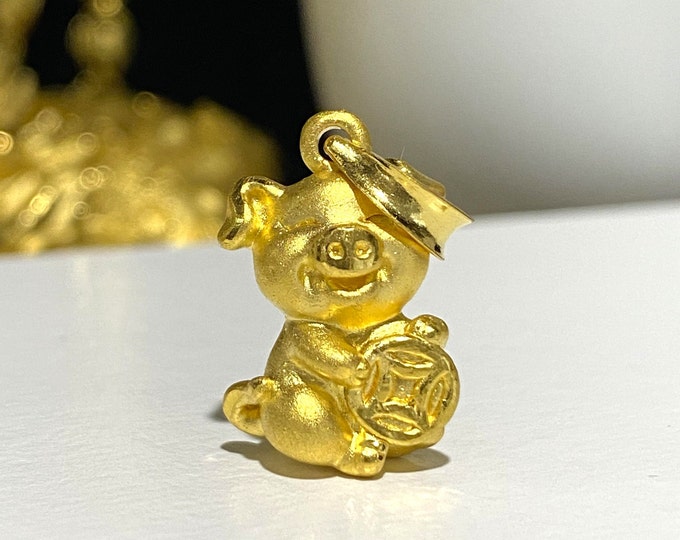 24K 999 Pure Gold PIG Zodiac Pendant.