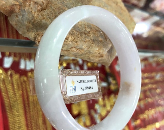 Vintage Translucent Natural Light Lavender Jadeite Jade Bangle Bracelet 56.8MM