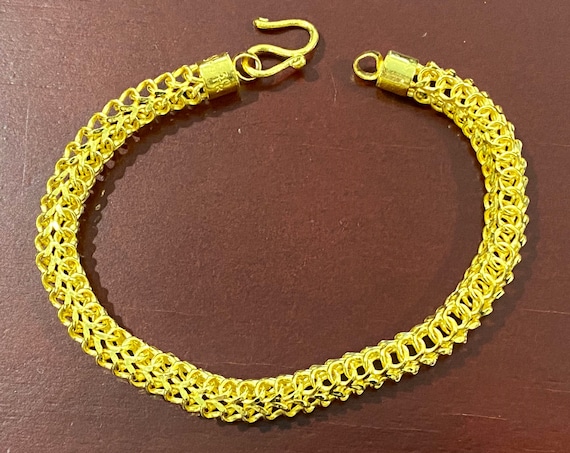 【Monday Edition】EVERYDAY GOLD BRACELET 1 24k Gold Filled Over Sterling Silver Womens 7.5 Hearts Chain