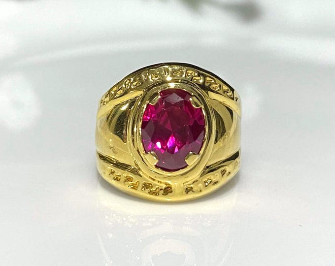 Vintage 15K Gold Oval cut Ruby Ring Size 6.5