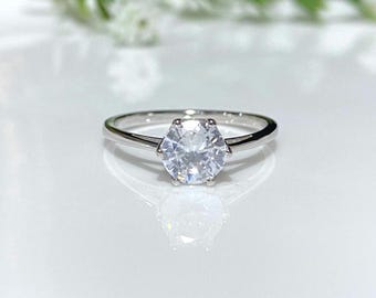 Vintage sterlingzilveren witte topaas solitaire ring.