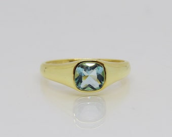 Vintage Sterling Silver 14K Gold Plated Aquamarine Ring Size 7