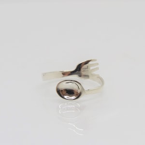 Vintage Sterling Silver Fork and Spoon Adjustable Ring Size 6