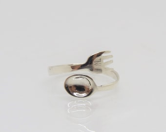 Vintage Sterling Silver Fork and Spoon Adjustable Ring Size 6