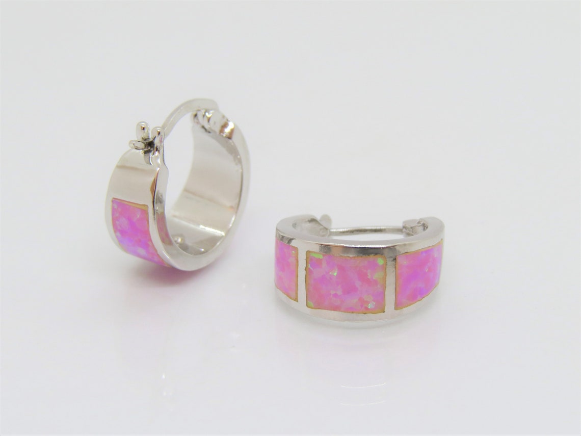 Sterling Silver Pink Opal Handmade Earrings with Dancing Opal