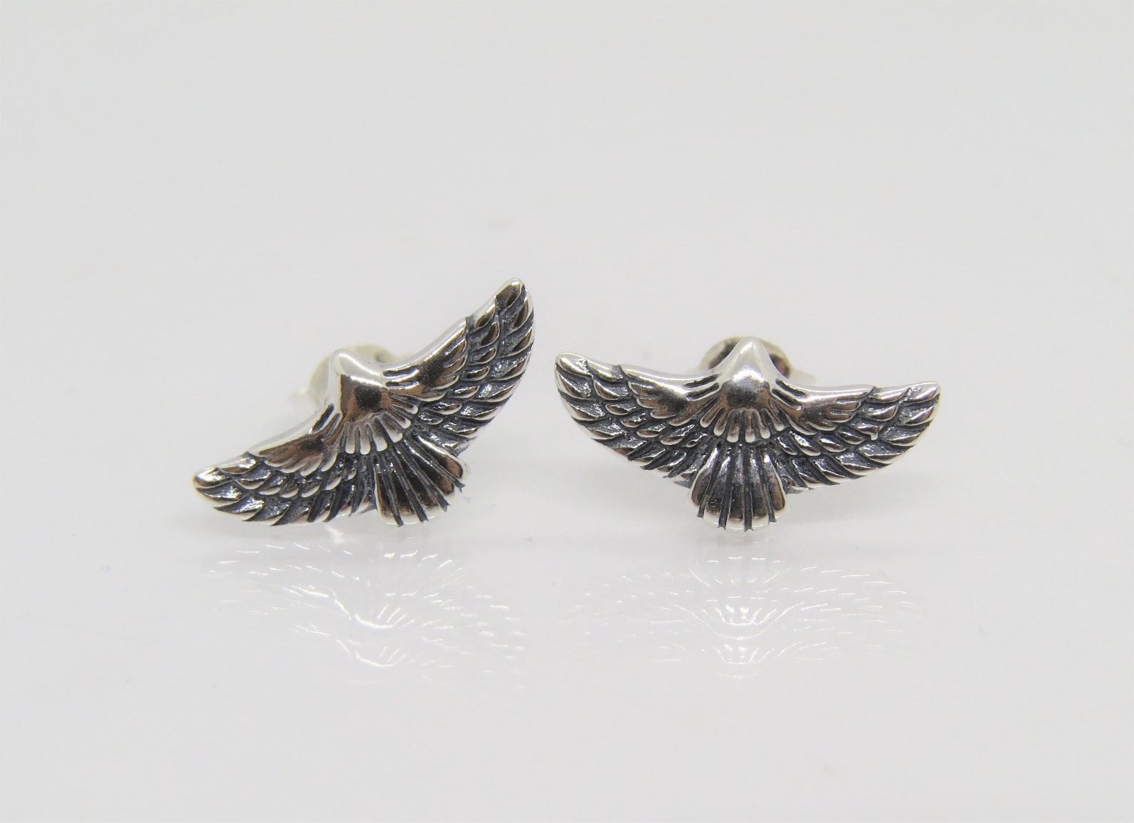 Vintage Sterling Silver Eagle Stud Earrings Etsy