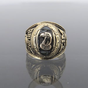 Vintage 10K Solid Yellow Gold Dark Black Onyx 1965 Class Ring Jostens Size 9