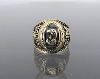 Vintage 10K Solid Yellow Gold Dark Black Onyx 1965 Class Ring Jostens Size 9