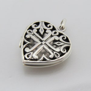 Vintage Sterling Silver Cross Heart Locket Pendant