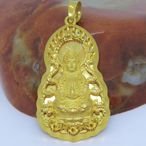 24K 9999 Pure Gold Kwan Yin Quan Yin Buddha Pendant Etsy